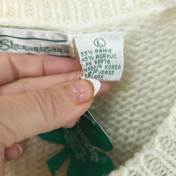 Vtg Deadstock Cottagecore Y2K Shennanigan's Hand Knit 3D Heritage Floral Tunic L - Picture 5 of 16